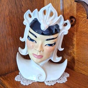 Vintage LOTUS Lady Head Vase Planter Ceramic Arts Studio 8" Tall